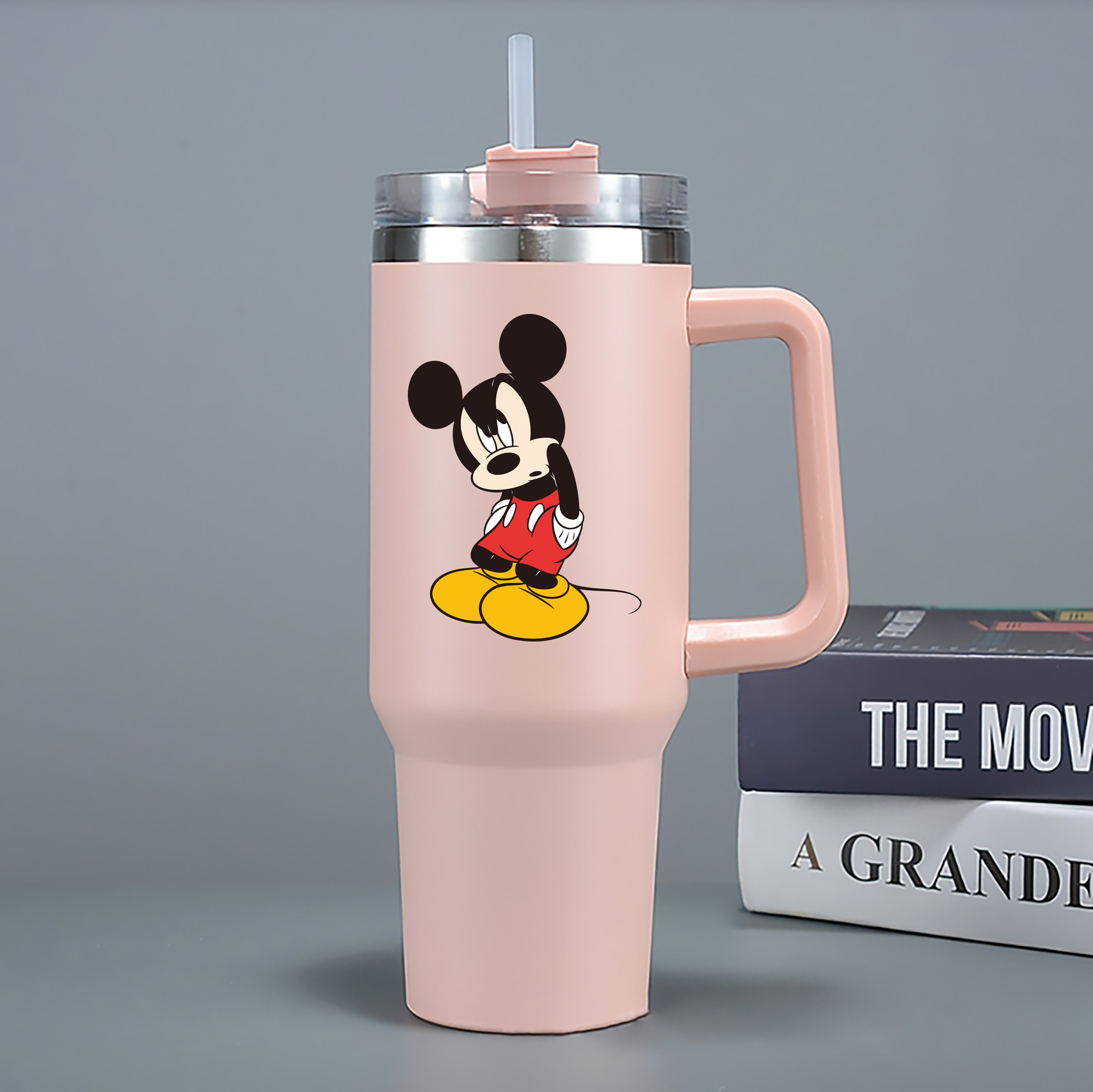 （画像用） ミッキーマウス Mickey Mouse 1200mL車用タンブラー - クリスタルステッカー（プラスチックストロー付き）